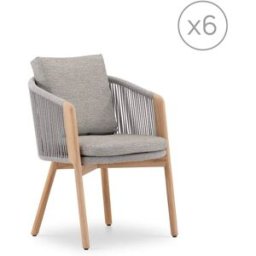 Defora Home Pack 6 sillas jardin madera de teca y cuerda