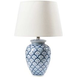 Beliani Lámpara de mesa porcelana blanco azul