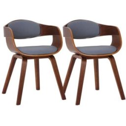 CLP Set de 2 sillas con asiento en Simil cuero Nogal/gris