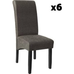 Tectake 6 sillas de comedor ergonómicas, símil cuero, tapizadas gris mármol