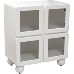 Fijalo Mueble entrada madera dm blanco 4 puertas cristal