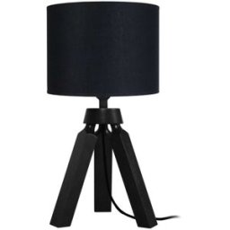 Tosel Lámpara de mesa trípode madera negro pantalla negro