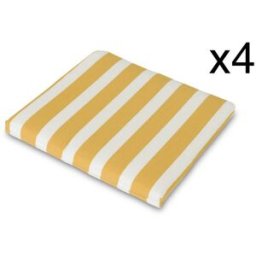 Defora Home Pack 4 cojines silla jardín raya amarillo/blanco