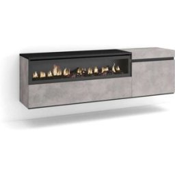 Skraut home Mueble tv efecto madera cemento 150x35x45cm chimenea efecto fuego