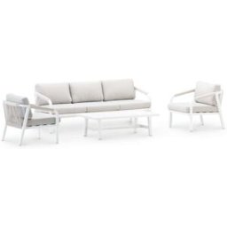 Defora Home Conjunto de jardin 5 plazas aluminio blanco y cuerda