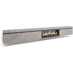 Skraut home Mueble tv efecto madera cemento 368x35x45cm chimenea efecto fuego