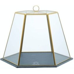 Artesà Campana de cristal con plato de pizarra - transparente y negro