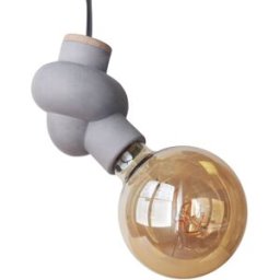 Gone's Lámpara colgante de hormigón y madera cable negro bombilla led edison