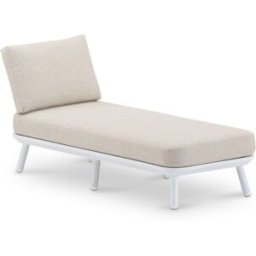 Defora Home Tumbona de jardín blanco y cuerda beige