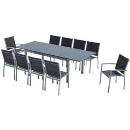 Concept Usine Conjunto de jardín extensible de aluminio + 10 asientos gris