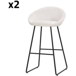 ML-Design Set de 2 Taburetes de bar beige 75 cm funda tela y estructura metálica