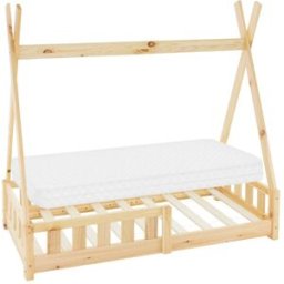 ML-Design Cama infantil tipi 70x140cm color natural con colchón de espuma fría