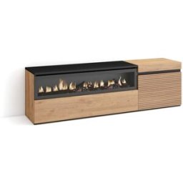 Skraut home Mueble tv efecto madera roble 150x35x45cm chimenea efecto fuego