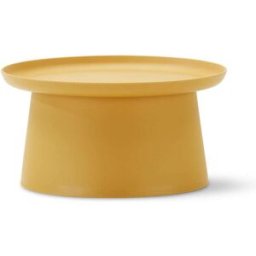 Defora Home Mesa auxiliar redonda jardín polipropileno D70cm amarillo
