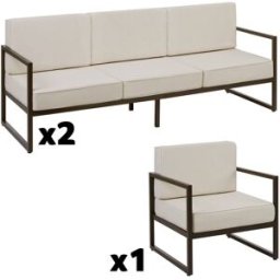 Tectake Conjunto de jardín para 7 personas con acolchado xxl, marrón/beige