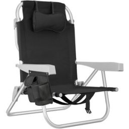 Tectake Silla de playa, plegable y ajustable, con función de mochila, negro