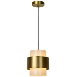 Lucide Lámpara colgante de vidrio 1xe27, oro mate / latón