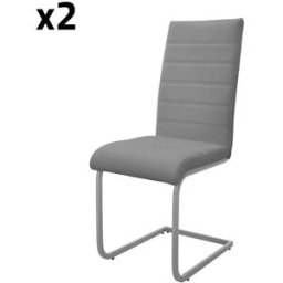 ML-Design 2x Sillas de comedor basculantes, imitación cuero gris, respaldo alto