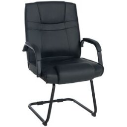 CLP Silla con patas de metal y asiento en simil cuero negro/negro