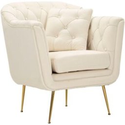 Mauro Ferretti Sillón de tela y metal color crema con cojín (88 x 83 x 91 cm)