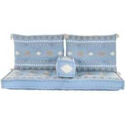 NIYLO Conjunto de 4 cojines de suelo de algodón azul 150x74x14 cm