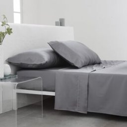 Cotton Artean Juego de sábanas satén algodón egipcio 300 gris 250x260 Cama 160