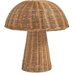 Beliani Lámpara de mesa seta ratán natural