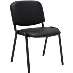 CLP Silla con patas de metal y asiento en Simil cuero Negro