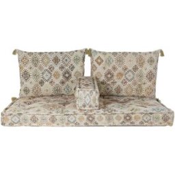 NIYLO Conjunto de 4 cojines de suelo de algodón multicolor 145x76x13 cm