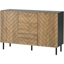 Urban Meuble Aparador efecto madera diseño chevron 2 puertas 3 cajones 120x40x76 cm