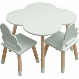 Mobili Rebecca Juego con mesa de centro y 2 sillas para niños de mdf verde