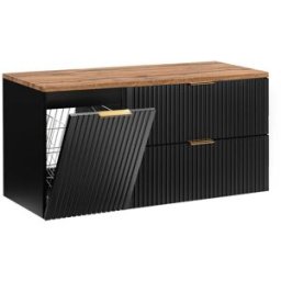 Petits meubles Mueble bajo lavabo 120cm cesto de ropa paneles mdf negro y madera
