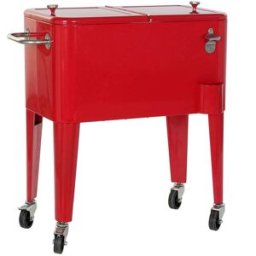 NIYLO Nevera portátil con ruedas de acero roja 74x43x80 cm 56 litros