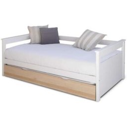 ID Kids Cama nido con 2 colchones madera maciza blanco y madera 80x200 cm