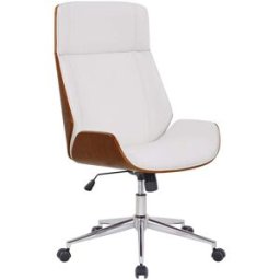 CLP Silla de oficina giratoria regulable en simil cuero nogal/blanco