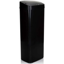 hjh OFFICE Cubo de basura automático de acero de 50 l negro