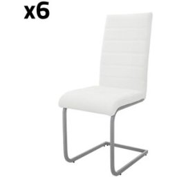 ML-Design 6x Sillas de comedor basculantes, imitación cuero blanco respaldo alto
