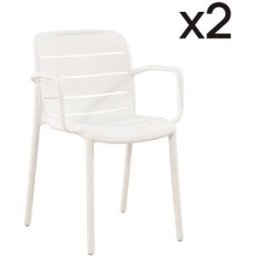 Defora Home Pack de 2 sillas de jardín apilables polipropileno blanco