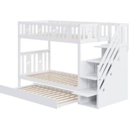 OKWISH Litera infantil blanca de madera con cama nido 90x200 cm
