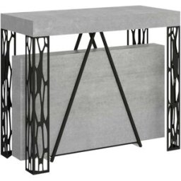 Ityhome Consola extensible 90x40/300 cm effecto madera, cemento