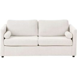 Beliani Sofá cama tela blanco crema
