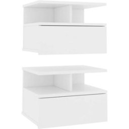 Maison Chic Lote de 2 mesita de noche flotantes madera blanco 40x31x27cm