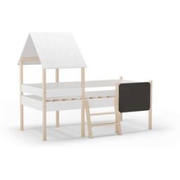duehome Cama infantil con diseño de cabaña 110x202 cm blanco oak soft