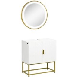 Kleankin Conjunto de baño 60x30x65 cm blanco y dorado