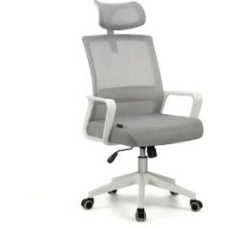 duehome Silla de oficina ergonómica 111-121x51 cm tex tejido blanco - gris