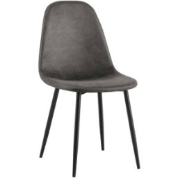 CLP Silla con patas de metal y asiento en simil cuero vintage negro