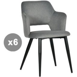 Meubles Cosy Conjunto de 6 sillas comedor acolchadas patas de acero gris