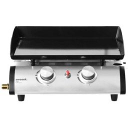sweeek Plancha de gas con 2 quemadores de acero inoxidable, 5kw, negro