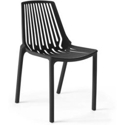 Oviala Silla de jardín de plástico negro con diseño perforado