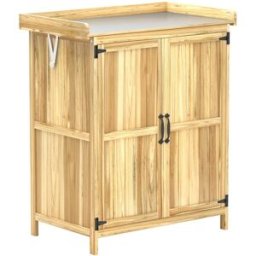 Outsunny Caseta de jardín 74x43x88 cm madera natural